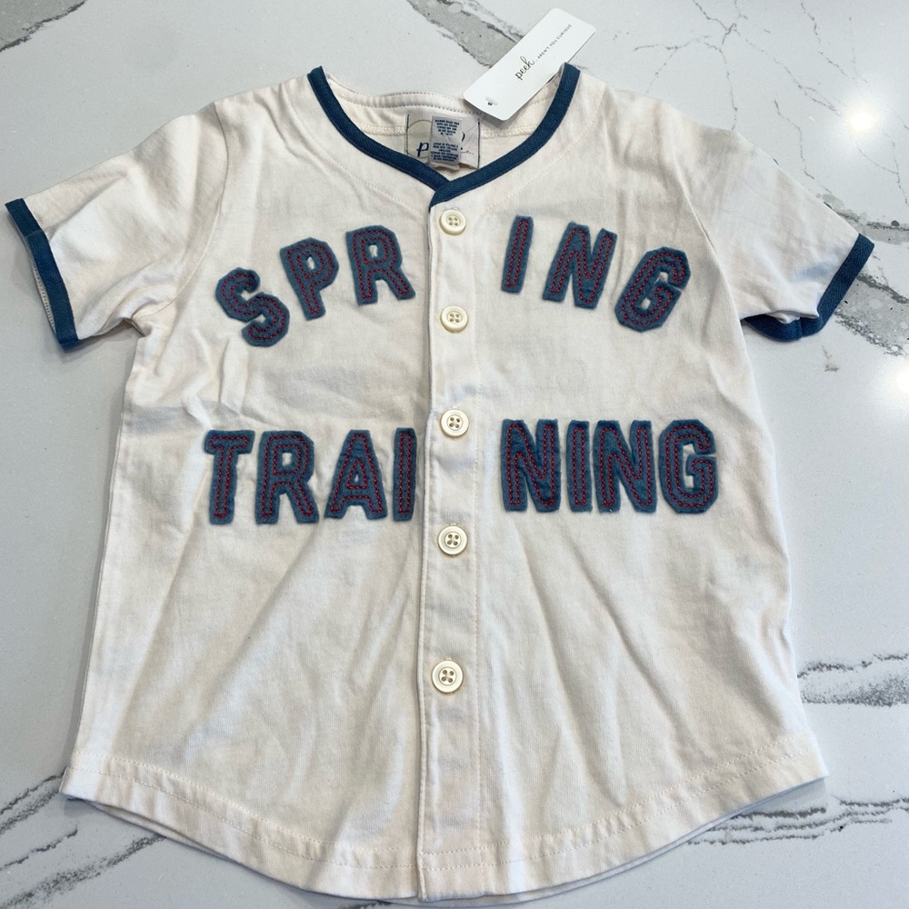 NWT Peek Youth Spring Training Jersey Top Size 2-3 or XS